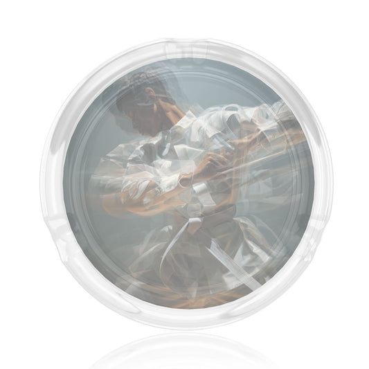 Art - Printed Round Glass Ashtray, Creative Home & Office Decorative Ashtray (Diameter 8.5cm)