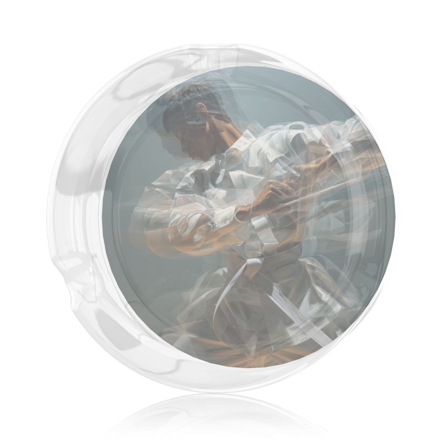 Art - Printed Round Glass Ashtray, Creative Home & Office Decorative Ashtray (Diameter 8.5cm)