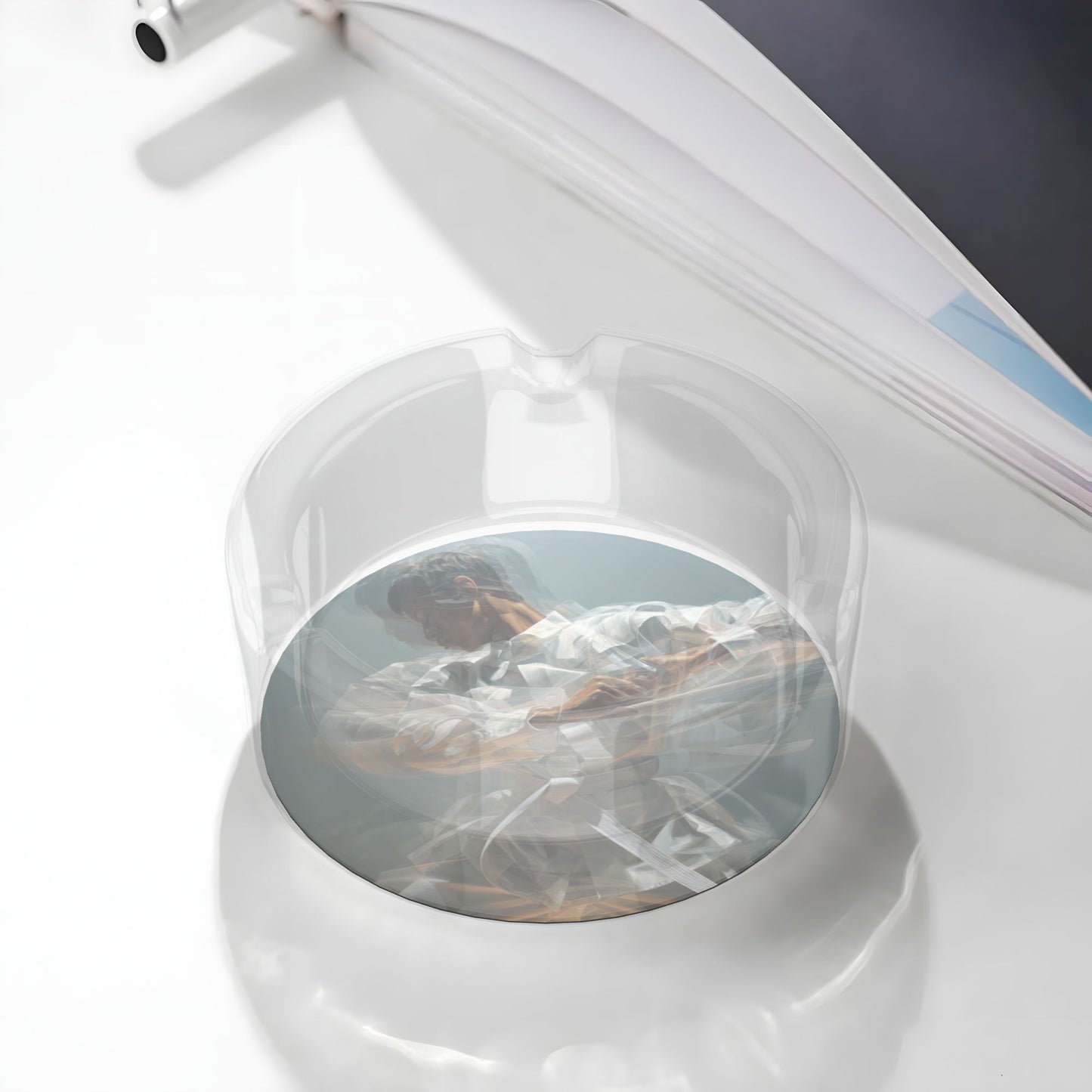 Art - Printed Round Glass Ashtray, Creative Home & Office Decorative Ashtray (Diameter 8.5cm)
