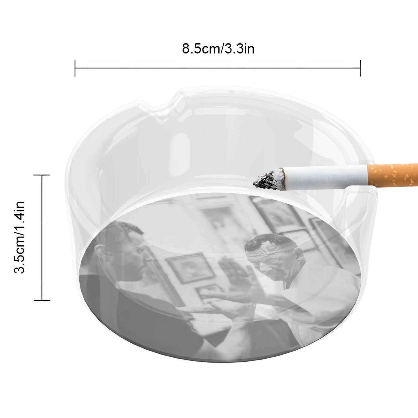 Martial Arts Sparring Printed Round Glass Ashtray, Creative Home & Office Decor Ashtray (Diameter 8.5cm)