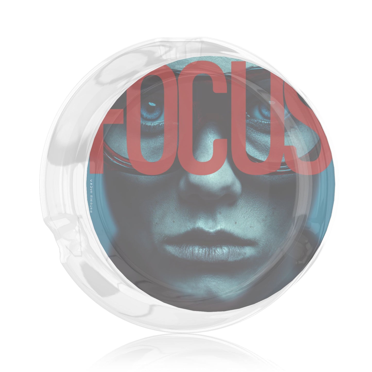 Creative Portrait Printed Round Glass Ashtray, Home & Office Trendy Decor Ashtray (Diameter 8.5cm)