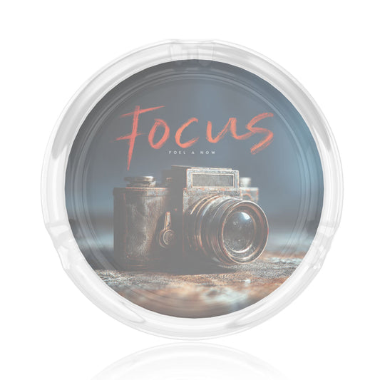 Vintage Camera Printed Round Glass Ashtray, Creative Photography - style Home & Office Decor Ashtray (Diameter 8.5cm)