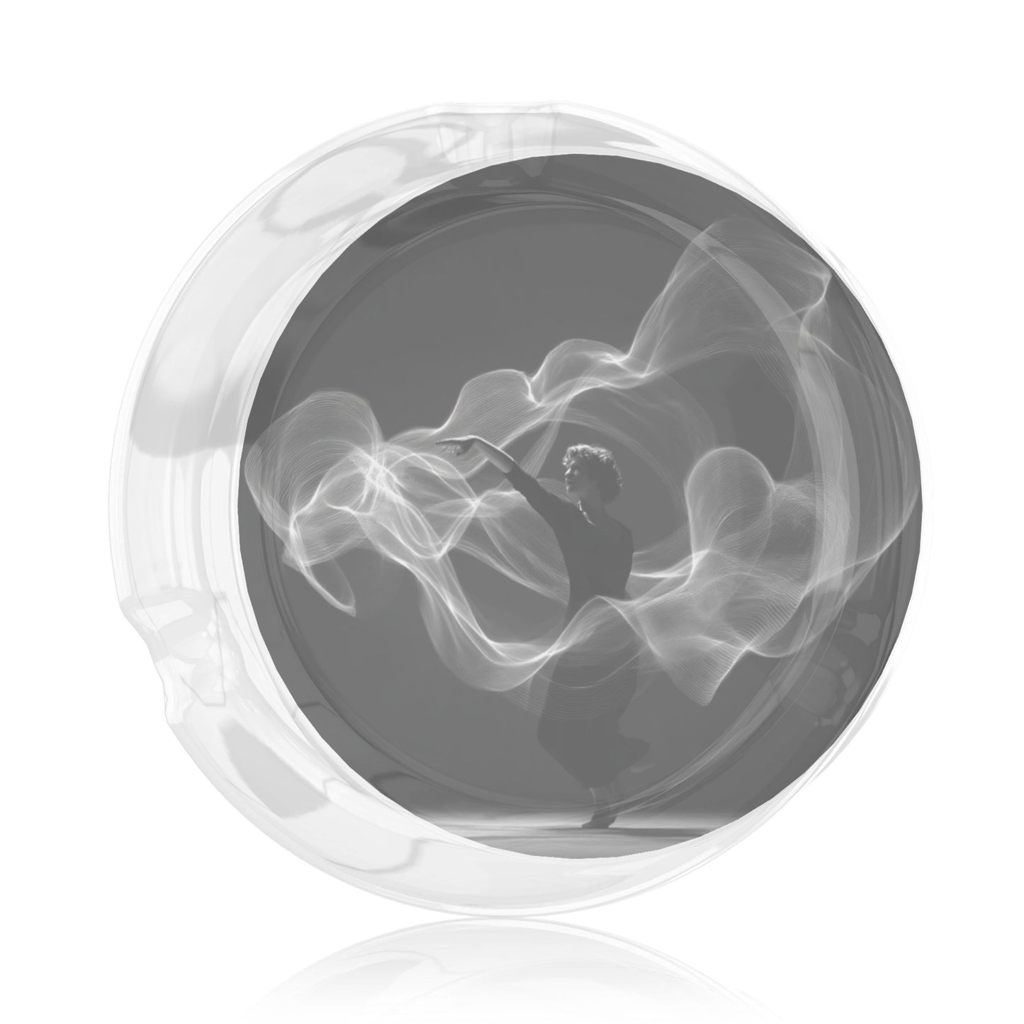 Artistic Smoke Dancer Printed Round Glass Ashtray, Creative Home & Office Decor Ashtray (Diameter 8.5cm)