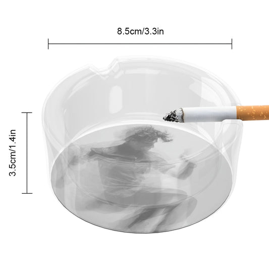 Artistic Dynamic Dancer Printed Round Glass Ashtray, Creative Home & Office Decor Ashtray (Diameter 8.5cm)