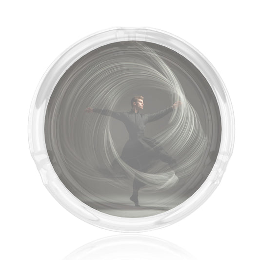 Artistic Dancer Light - Shadow Round Glass Ashtray, Creative Home & Office Decor Ashtray (Diameter 8.5cm)