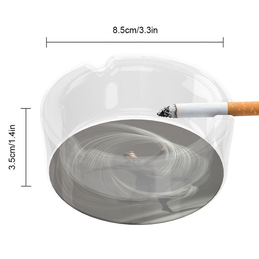 Artistic Dancer Light - Shadow Round Glass Ashtray, Creative Home & Office Decor Ashtray (Diameter 8.5cm)