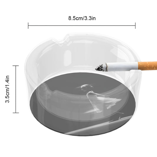 Art Silhouette Round Glass Ashtray, Creative Home Decor Ashtray (Diameter 8.5cm)