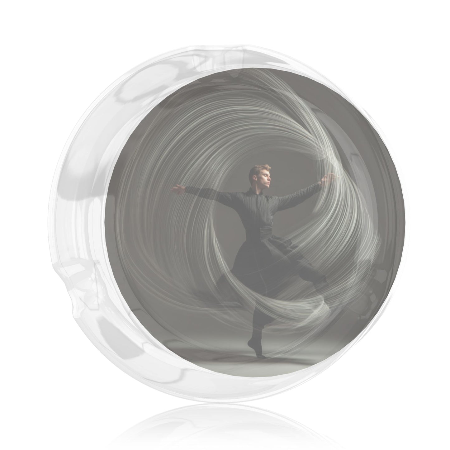 Artistic Dancer Light - Shadow Round Glass Ashtray, Creative Home & Office Decor Ashtray (Diameter 8.5cm)